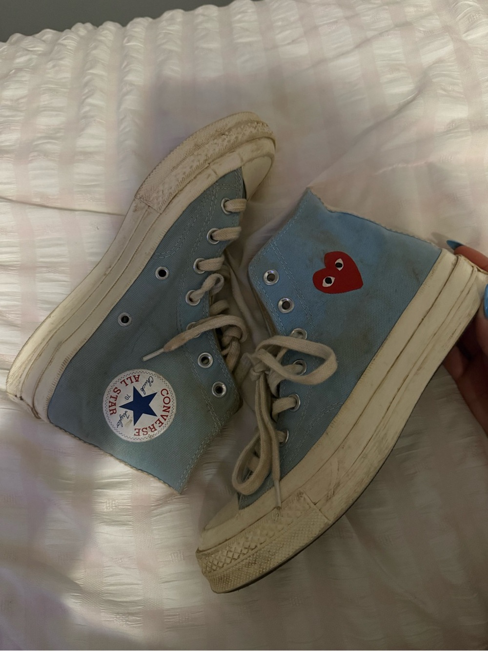 Comme des Garcons Light Blue High-Top Sneakers vintage